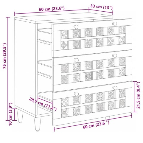 BUFET NATURALNY 60X33X75CM DREWNO Z MANGO