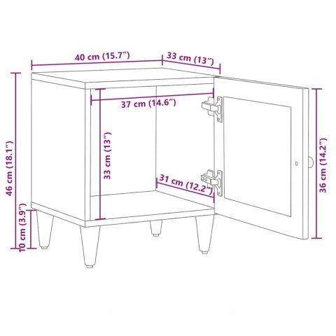 SZAFKA NOCNA 2 PCS NATURALNY 40X33,5X46CM DREWNO Z MANGO