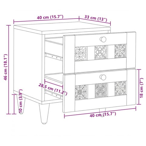 SZAFKA NOCNA 2 PCS NATURALNY 40X33,5X46CM DREWNO Z MANGO