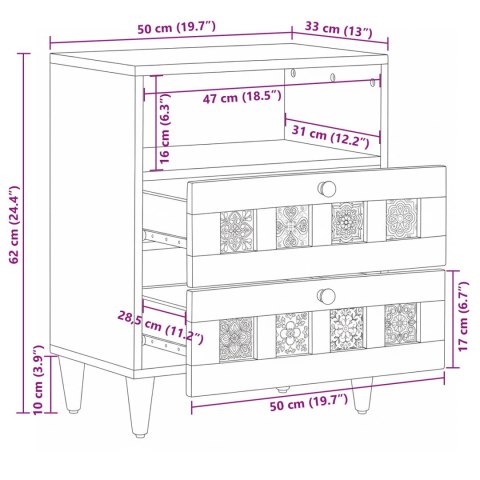 SZAFKA NOCNA NATURALNY 50X33X60CM DREWNO Z MANGO