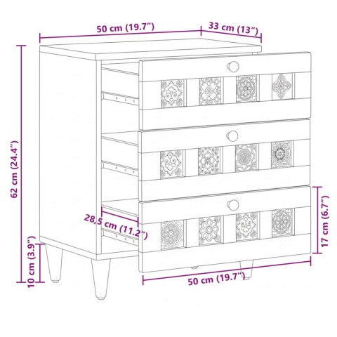 SZAFKA NOCNA NATURALNY 50X33X62CM DREWNO Z MANGO