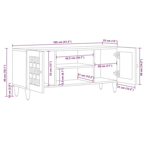 SZAFKA POD TELEWIZOR Z PÓŁKĄ NATURALNY 105X33,5X46CM