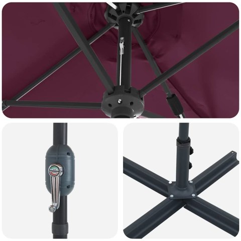 PARASOLKA OGRODOWA BORDEAUXCZERWONY 370X197X239CM