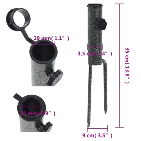 VidaXL Stojaki na parasole, z kołkami gruntowymi, 2 szt., 9x35 cm