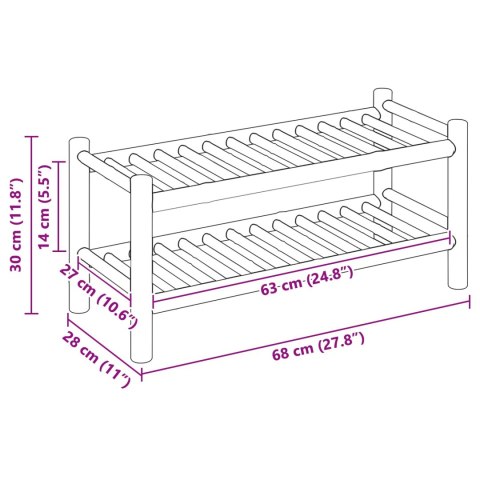 STOJAK NA BUTY Z PÓŁKĄ NATURALNY 68X28X30CM BAMBUS