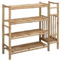 STOJAK NA BUTY Z PÓŁKĄ NATURALNY 88X27X80CM BAMBUS