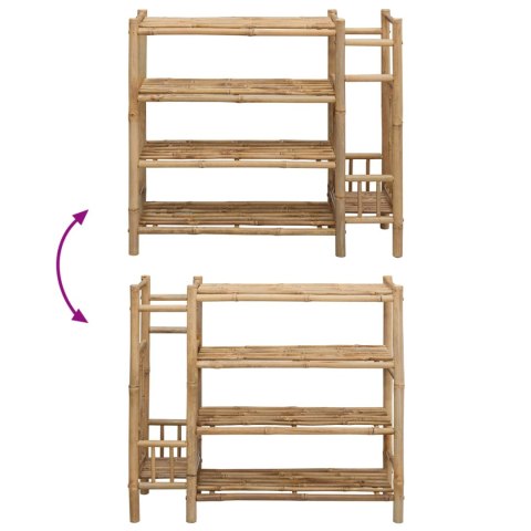 STOJAK NA BUTY Z PÓŁKĄ NATURALNY 88X27X80CM BAMBUS