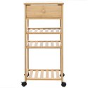 VidaXL Wózek kuchenny z kółkami Naturalny 37 x 36 x 80 cm Bambus