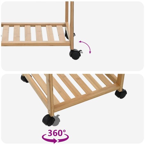 VidaXL Wózek kuchenny z kółkami Naturalny 37 x 36 x 80 cm Bambus