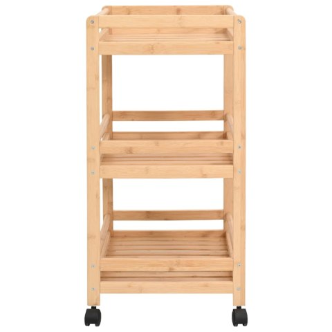 VidaXL Wózek kuchenny z kółkami Naturalny 46 x 38 x 76 cm Bambus