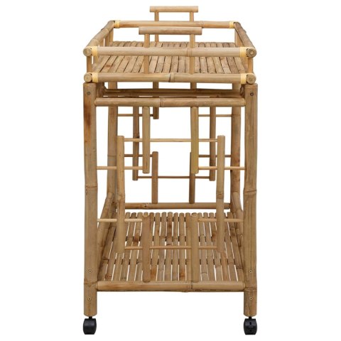 WÓZEK NA WINO Z KÓŁKAMI NATURALNY 85X50X93CM BAMBUS