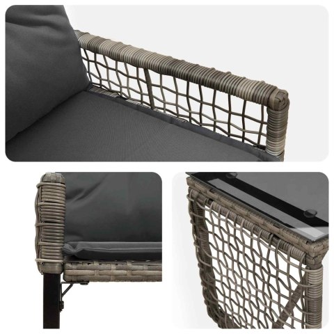 ZESTAW MEBLI OGRODOWYCH Z PODUSZKĄ 3 EL. SZARY