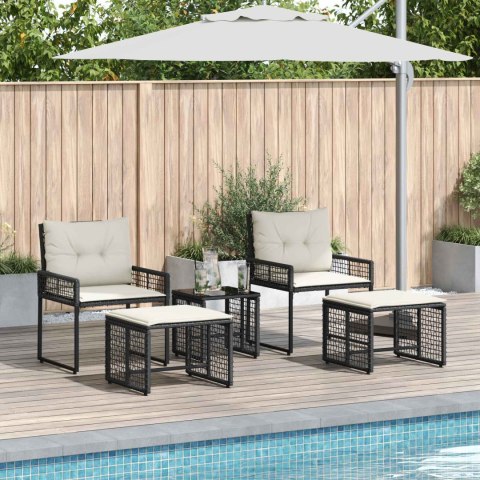 ZESTAW MEBLI OGRODOWYCH Z PODUSZKĄ 5 EL. CZARNY I BIAŁY