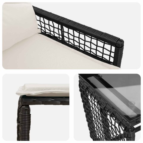 ZESTAW MEBLI OGRODOWYCH Z PODUSZKĄ 5 EL. CZARNY I BIAŁY