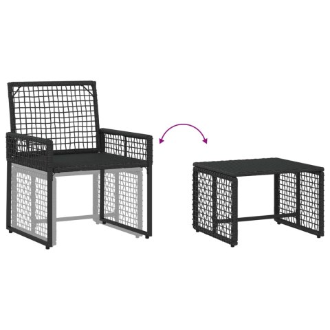 ZESTAW MEBLI OGRODOWYCH Z PODUSZKĄ 5 EL. CZARNY I BIAŁY