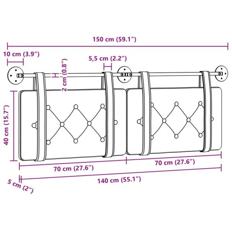 WISZĄCA GŁOWA CIEMNOSZARY 150X55X5CM AKSAMIT