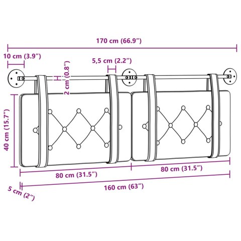 WISZĄCA GŁOWA CZARNY 170X55X5CM SKÓRA EKOLOGICZNA
