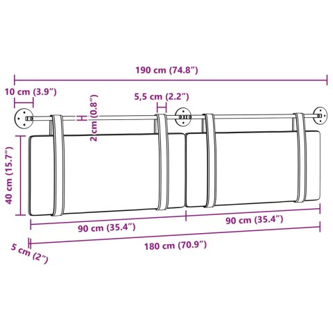 WISZĄCA GŁOWA GŁADKI JASNOSZARY 190X55X5CM TKANINA