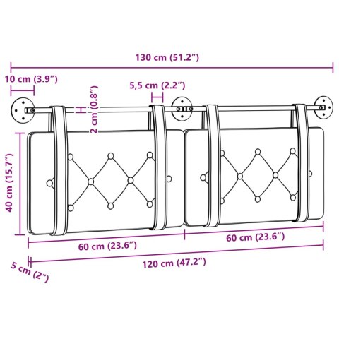 WISZĄCA GŁOWA JASNOSZARY 130X55X5CM AKSAMIT