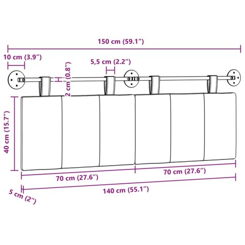 WISZĄCA GŁOWA PASKI JASNOSZARY 150X55X5CM TKANINA