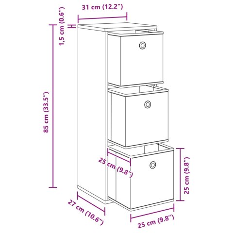BUFET Z SZUFLADĄ CZARNY DĄB 30,5X27X84,5CM