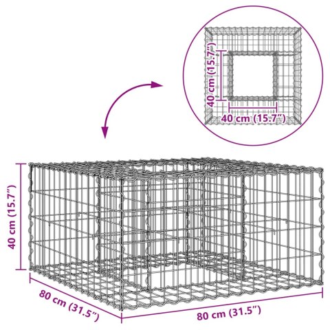 DONICA GABIONOWA KOSZ GABIONOWY STALOWY 80X80X40CM SREBRNY OGRÓD WARZYWNIK