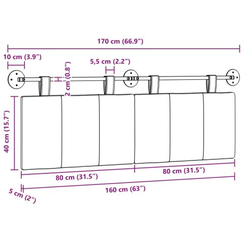 WISZĄCA GŁOWA PASKI CIEMNOSZARY 170X55X5CM TKANINA