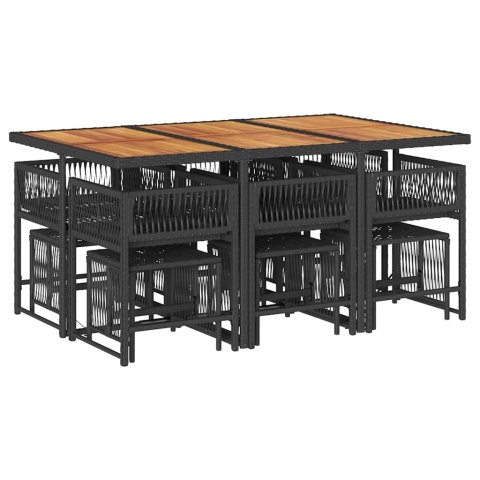 11-CZ. ZESTAW MEBLI DO OGRODU Z PODUSZKAMI CZARNY RATTAN PE