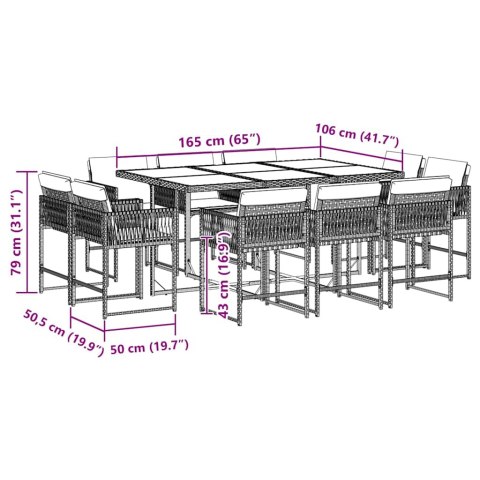 11-CZ. ZESTAW MEBLI DO OGRODU Z PODUSZKAMI CZARNY RATTAN PE