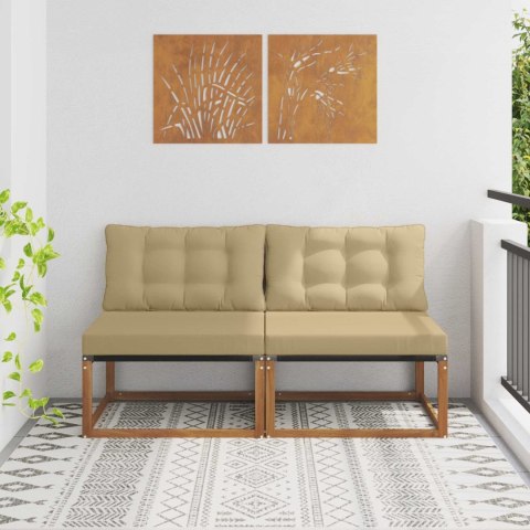 2 SZTUKA ŚRODKOWA SOFA OGRODOWA LITE DREWNO AKACJI NATURALNY