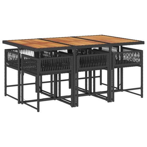 7-CZ. ZESTAW MEBLI OGRODOWYCH Z PODUSZKAMI CZARNY POLIRATTAN