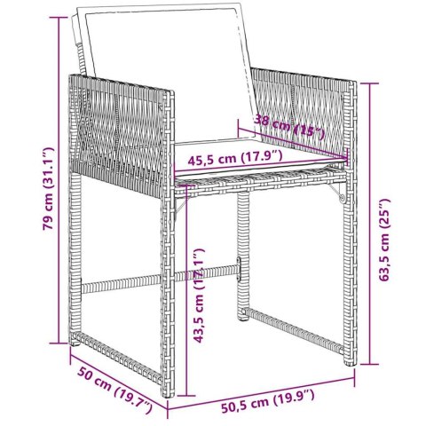 7-CZ. ZESTAW MEBLI OGRODOWYCH Z PODUSZKAMI CZARNY POLIRATTAN