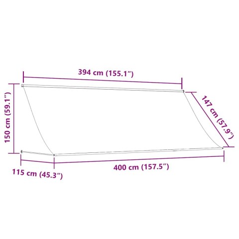 MARKIZA ZWIJANA RĘCZNA OSŁONA OKNA BALKONU 400X150CM ŻÓŁTO-BIAŁA