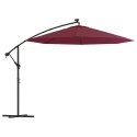 PARASOL WISZĄCY LED OGRODOWY WINNA CZERWIEŃ 300X254CM SOLIDNY SŁUPEK