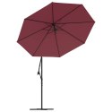 PARASOL WISZĄCY LED OGRODOWY WINNA CZERWIEŃ 300X254CM SOLIDNY SŁUPEK