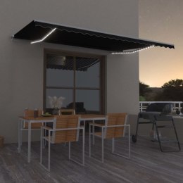 RĘCZNIE ZWIJANA MARKIZA Z LED 500X350CM ANTRACYTOWA