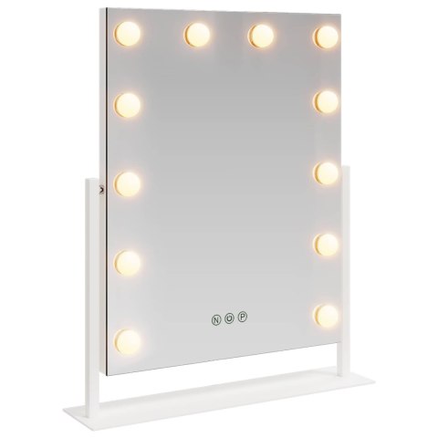 LUSTRO LED DO TOALETKI BIAŁA 44X10X53CM SZKŁO I STAL