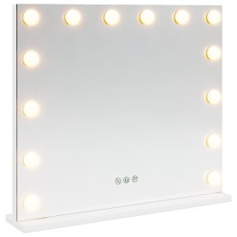 LUSTRO LED DO TOALETKI BIAŁY 50X10X44CM SZKŁO I STAL