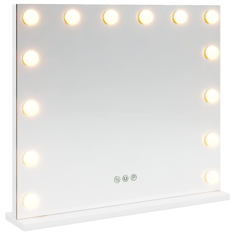 LUSTRO LED DO TOALETKI BIAŁY 50X10X44CM SZKŁO I STAL