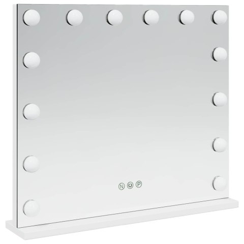 LUSTRO LED DO TOALETKI BIAŁY 50X10X44CM SZKŁO I STAL