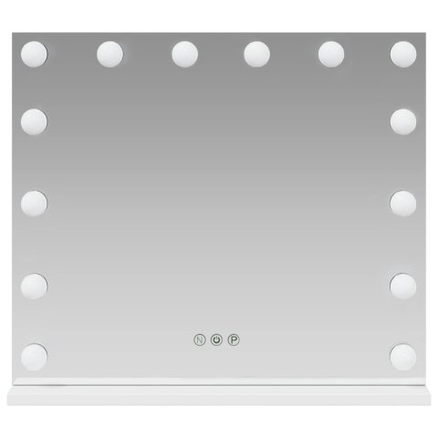 LUSTRO LED DO TOALETKI BIAŁY 50X10X44CM SZKŁO I STAL