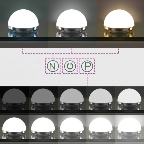 LUSTRO LED DO TOALETKI BIAŁY 50X10X44CM SZKŁO I STAL