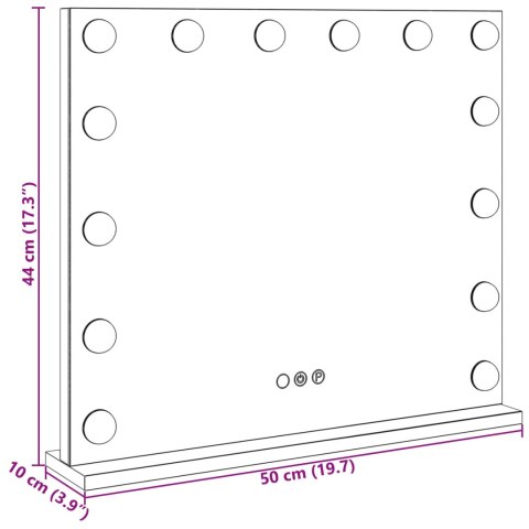 LUSTRO LED DO TOALETKI BIAŁY 50X10X44CM SZKŁO I STAL