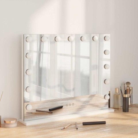 LUSTRO LED DO TOALETKI BIAŁA 58X10X47CM SZKŁO I STAL