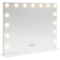 LUSTRO LED DO TOALETKI BIAŁA 58X10X47CM SZKŁO I STAL