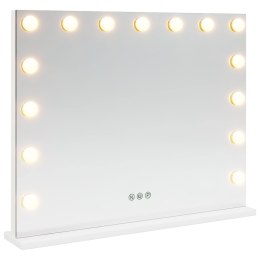 LUSTRO LED DO TOALETKI BIAŁY 58X10X47CM SZKŁO I STAL