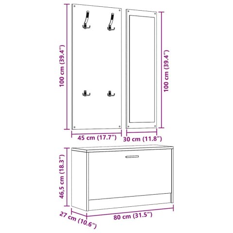 SZAFKA NA BUTY Z LUSTREM I WIESZAKIEM SZAROŚĆ BETONU