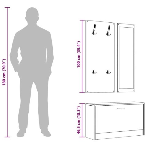 SZAFKA NA BUTY Z LUSTREM I WIESZAKIEM SZAROŚĆ BETONU