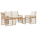ZESTAW MEBLI OGRODOWYCH 4 EL. NATURALNY I KREMOWY BIAŁY