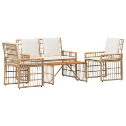 ZESTAW MEBLI OGRODOWYCH 4 EL. NATURALNY I KREMOWY BIAŁY